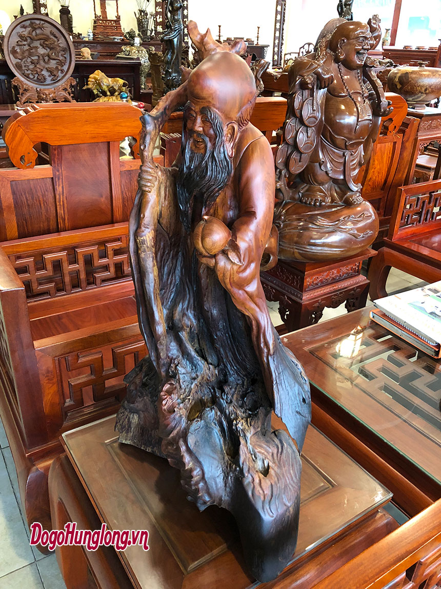 Tượng ông thọ, gỗ gương kt 26x46x80cm