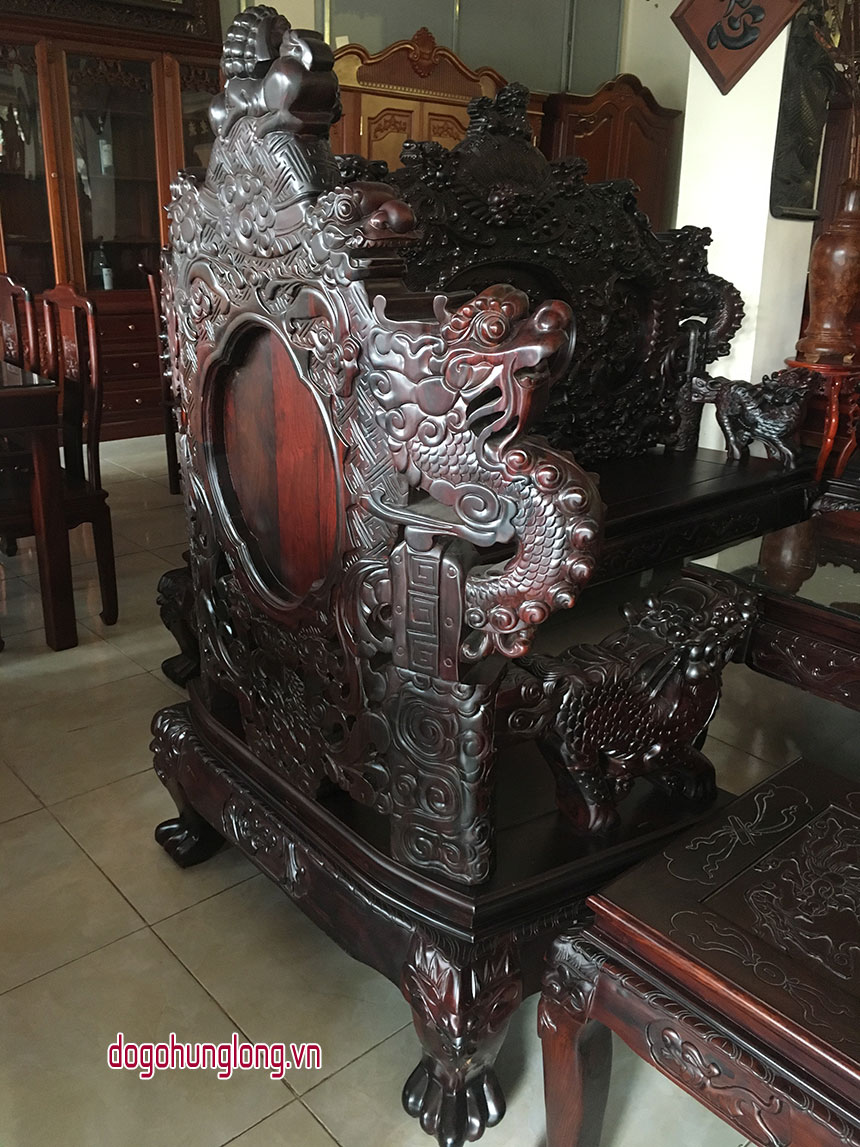 Bộ bàn ghế Long Đỉnh, gỗ trắc, 8 món